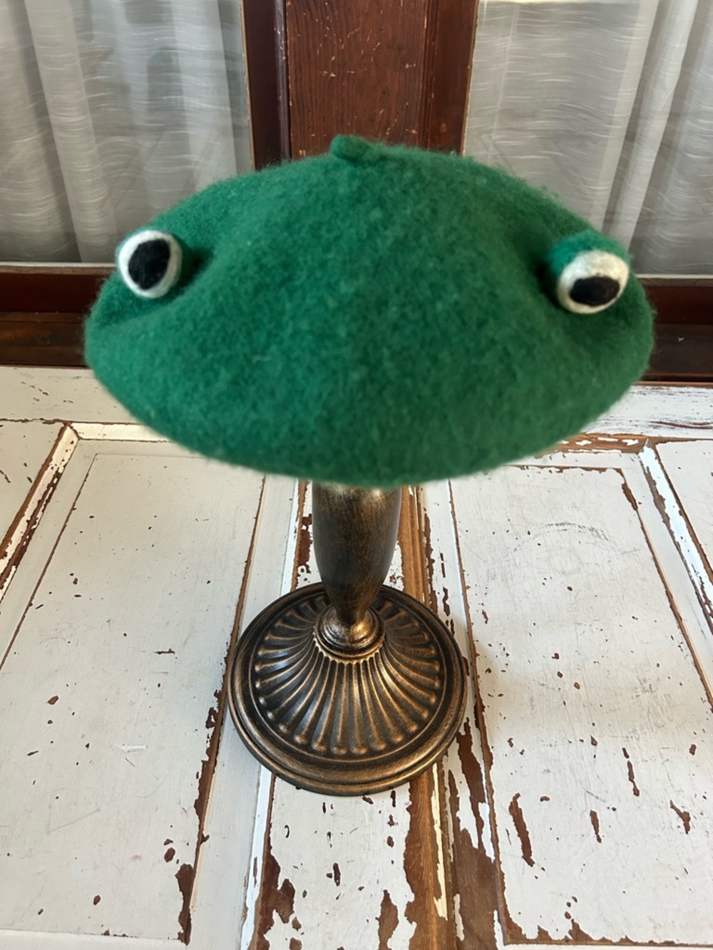 Japan Beret Cap Painter Hat Lolita Vintage Genuine Green Funny Frog Mori Wool